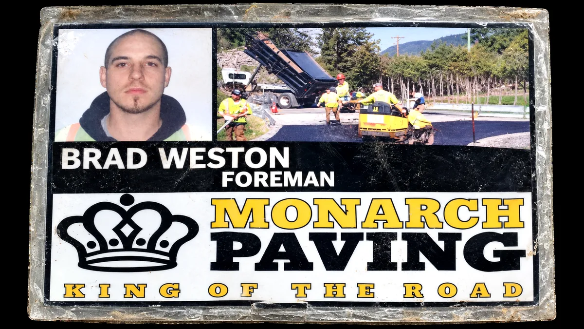 Historical Monarch Paving image featuring Bradley Weston during his paving career.