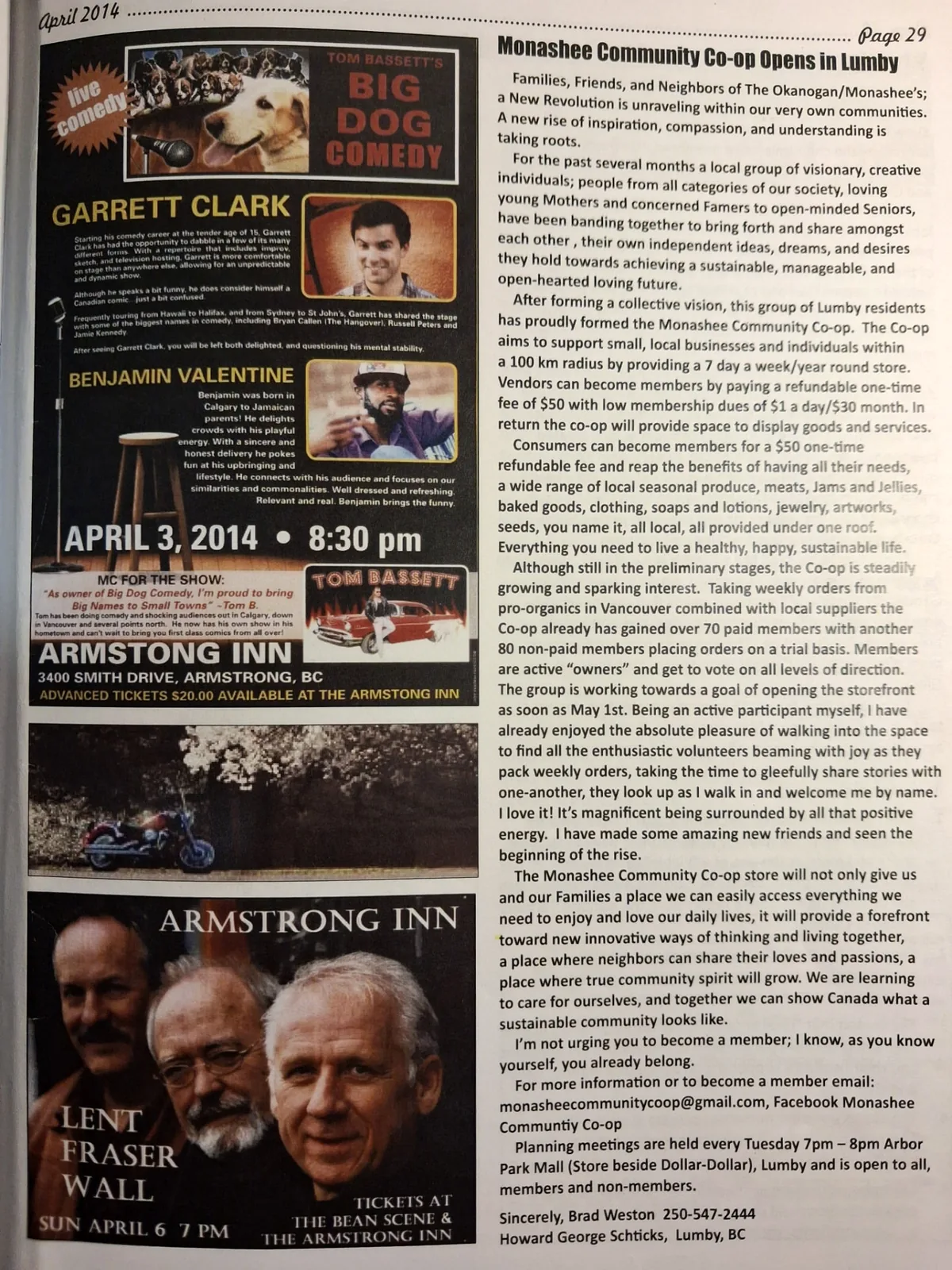 April 2014 article concerning the Monashee Community Co-op.